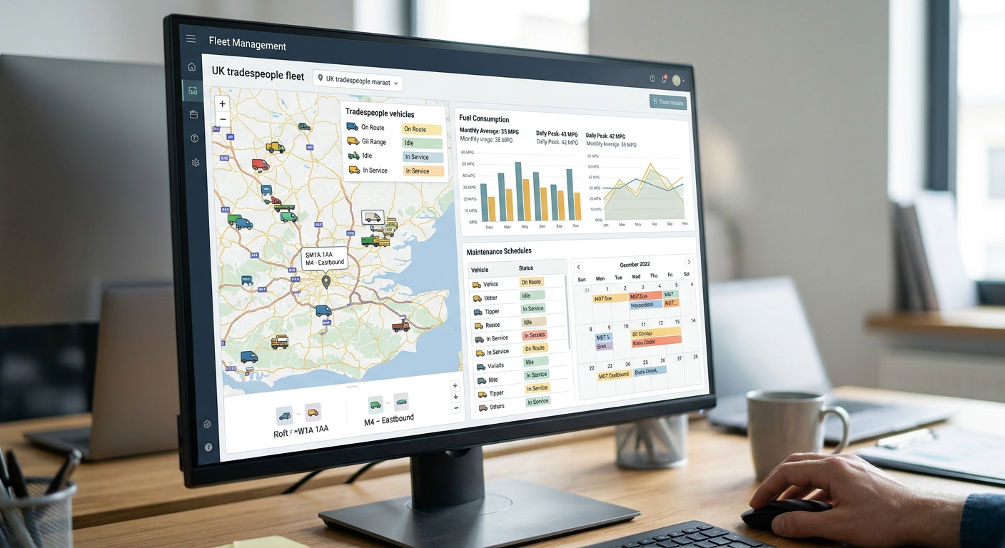 Comparison table showing features of different fleet management systems (Verizon Connect, Teletrac Navman, Webfleet Solu