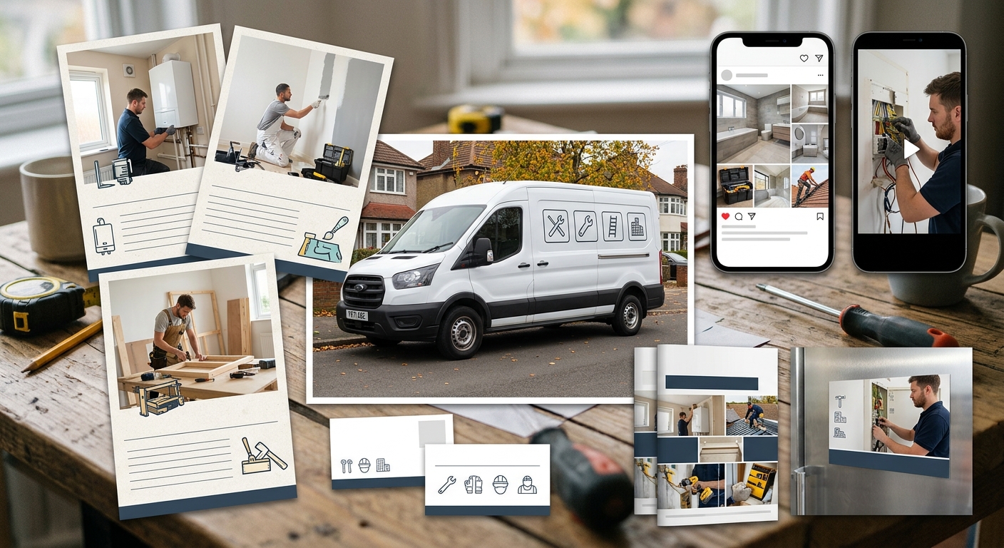 Mockup of a mobile-friendly website for a tradesperson, highlighting clear contact information and service offerings.