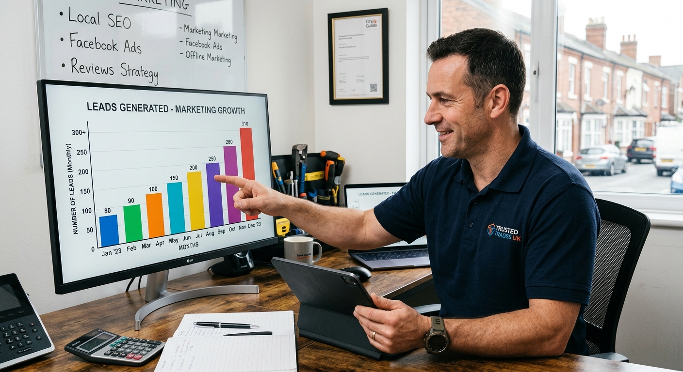 Examples of engaging social media posts for a tradesperson, showcasing completed projects and customer testimonials.