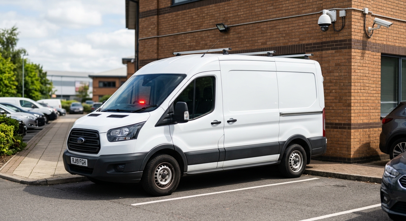 An internal cage system installed in a tradespersons van, separating the cab from the cargo area where tools are stored